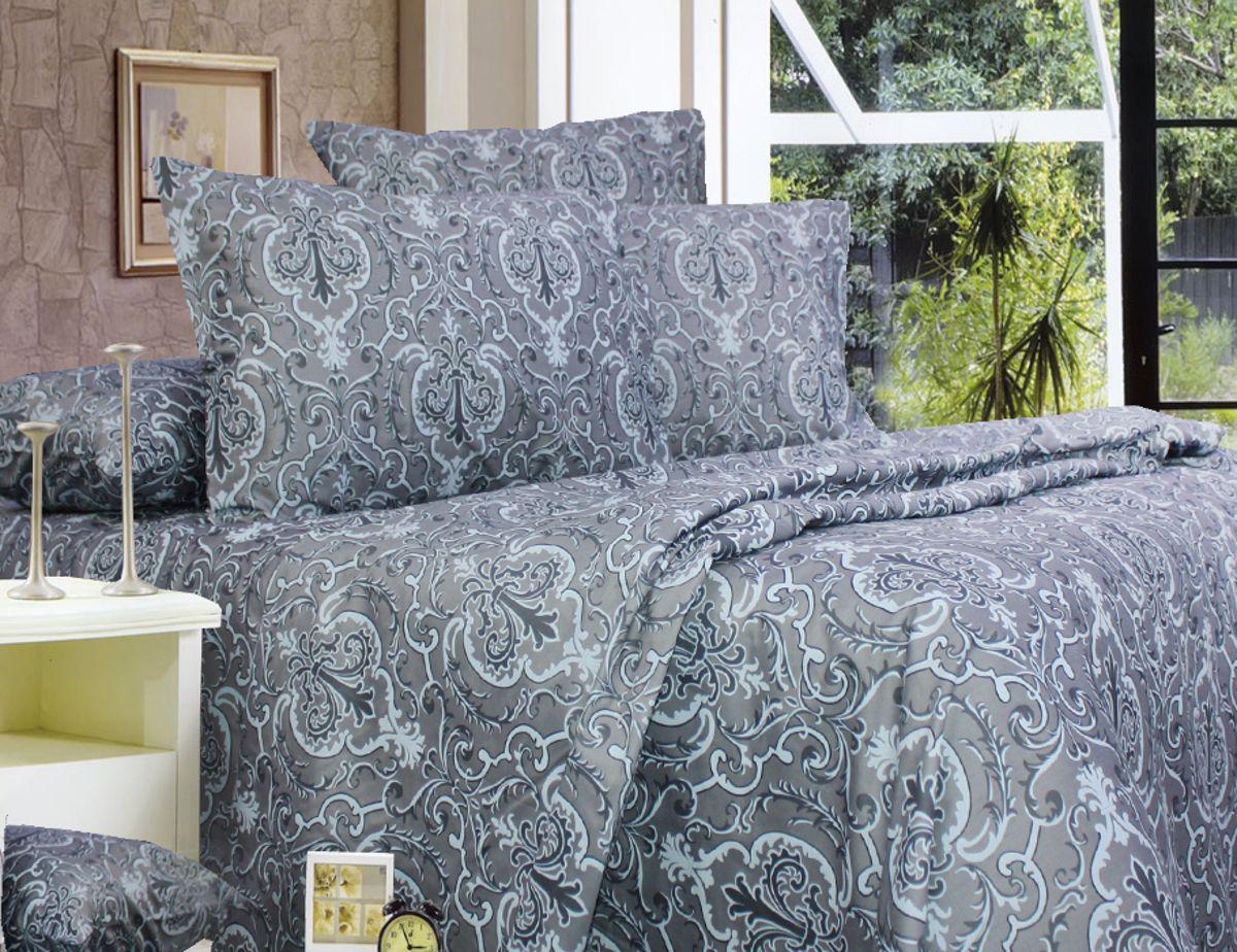 Комплект постельного белья семейный Еней-плюс С0178 Серый/Черный