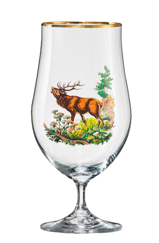 Пивной бокал Bohemia Олень 550 мл на ножке прозрачное богемское стекло