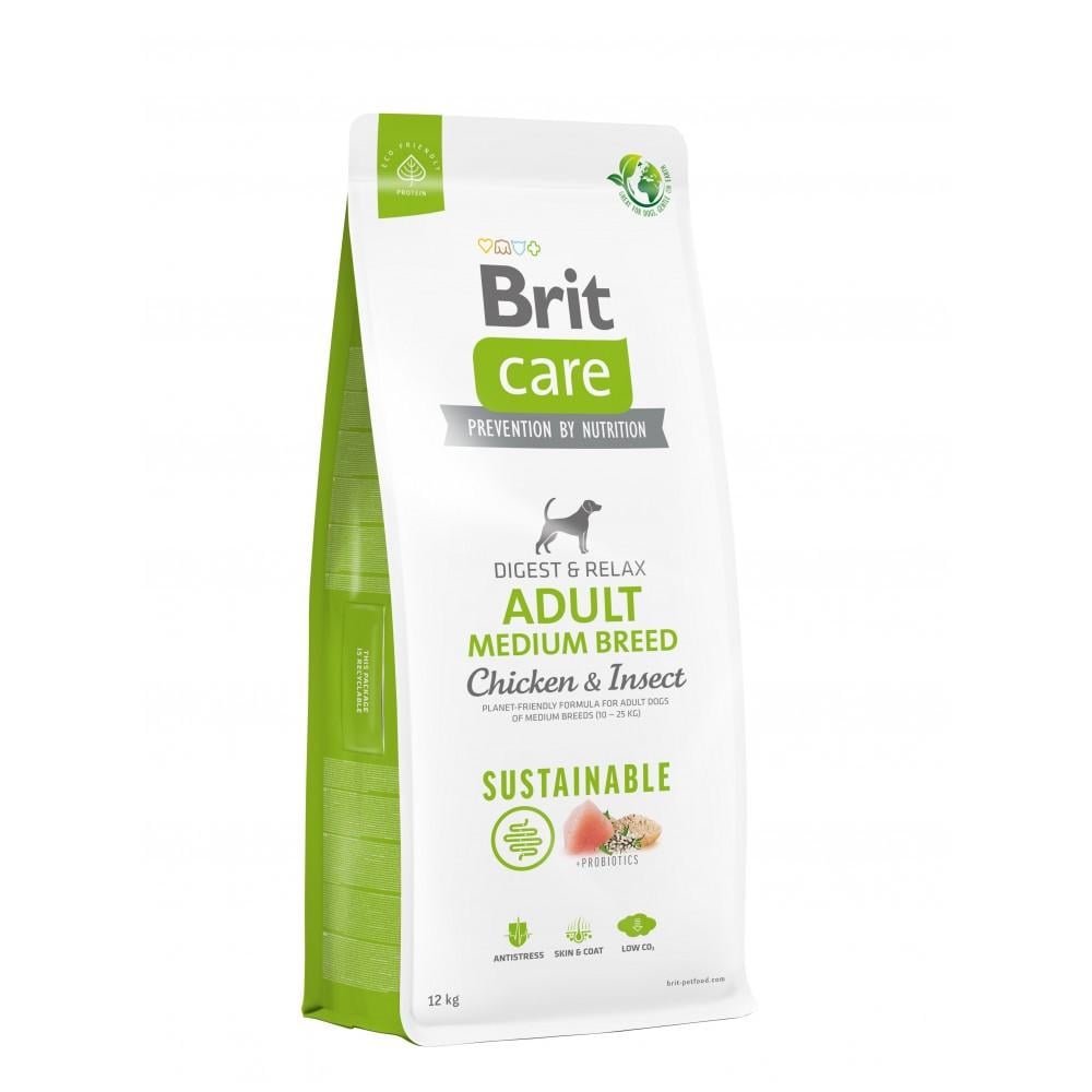 Корм для собак сухой Brit CARE Dog Sustainable Adult Medium Breed средних пород с курицей и насекомыми 12 кг (8595602558681)
