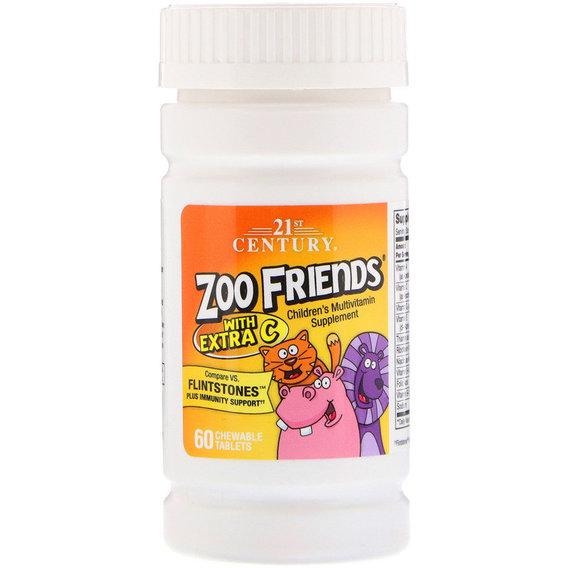 Мультивитамины 21st Century Zoo Friends with Extra C 60 Chewable Tabs
