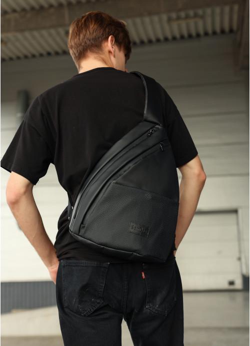 Мужская сумка-слинг Sambag через плечо с перфорацией Черный (8970261034) - фото 6 Мужская сумка-слинг Sambag через плечо с перфорацией Черный (8970261034) - фото 6