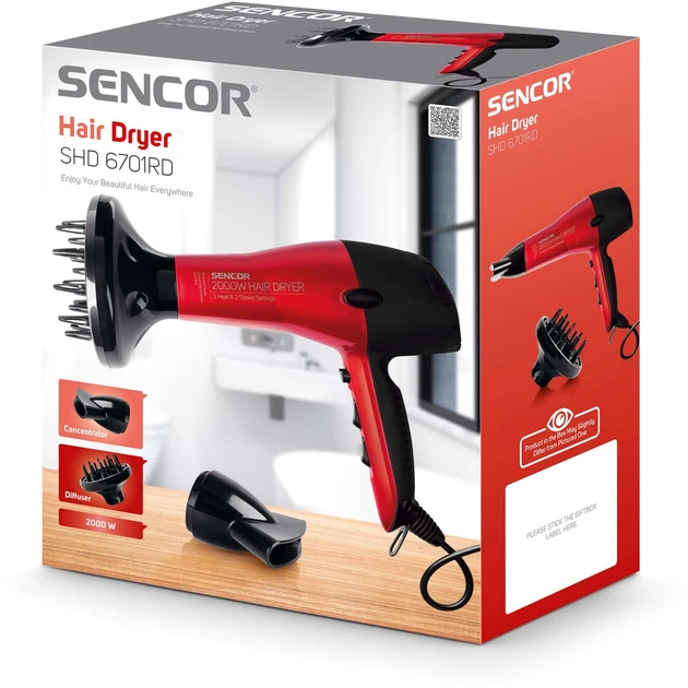 Фен SENCOR SHD 6701RD (2675268828) - фото 2 Фен SENCOR SHD 6701RD (2675268828) - фото 2