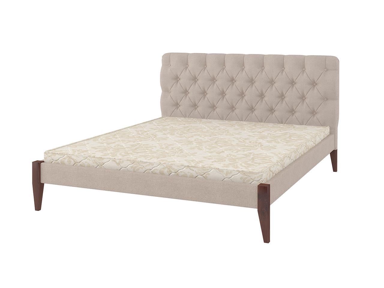 Кровать двуспальная MebiGrand Рим ТК с мягким изголовьем Аляска 01 160x200 см Орех лесной/Бежевый