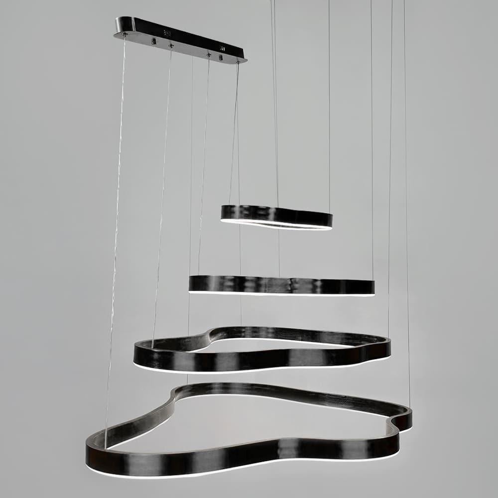 Люстра впечатляющая Led на 4 яруса 100/83/63/43 см Черный (LF_PCL003-100х80х60х40 BK)