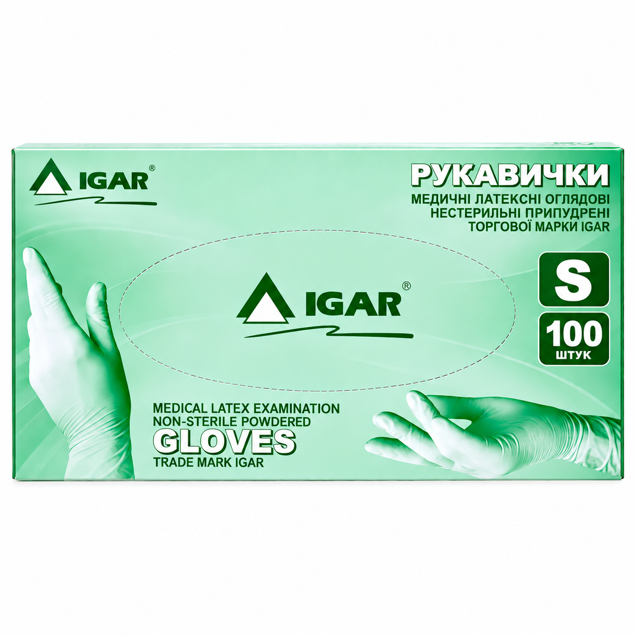 Перчатки латексные IGAR смотровые нестерильные опудренные S 50 пар. Белый (000002688)
