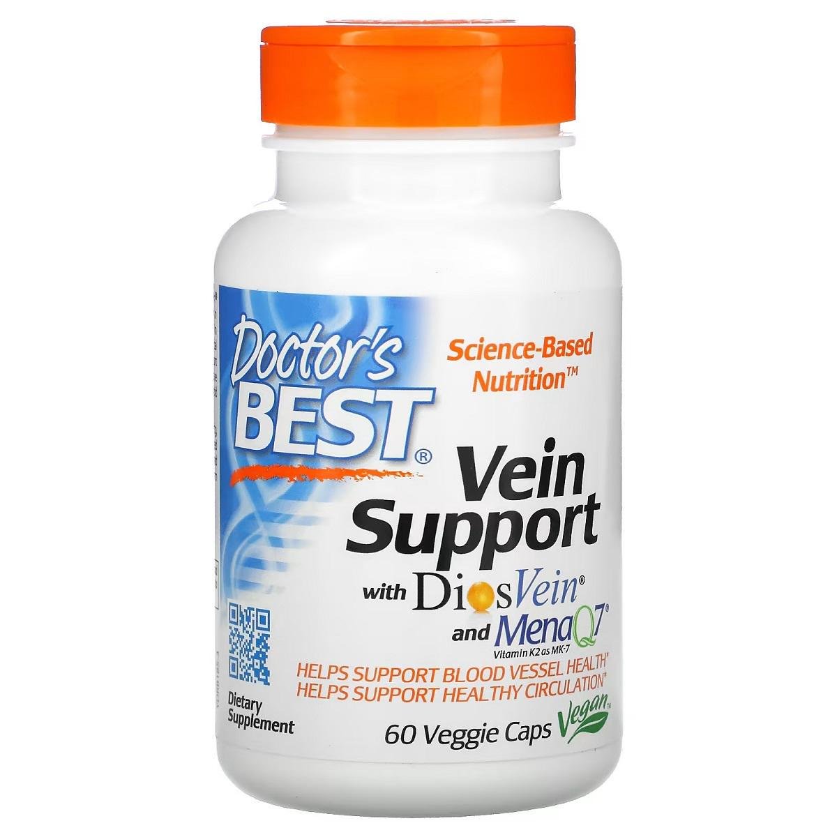 Вітаміни Doctor's Best Vein support with diosvein and menaq7 для підтримки вен 60 вегетаріанських капсул