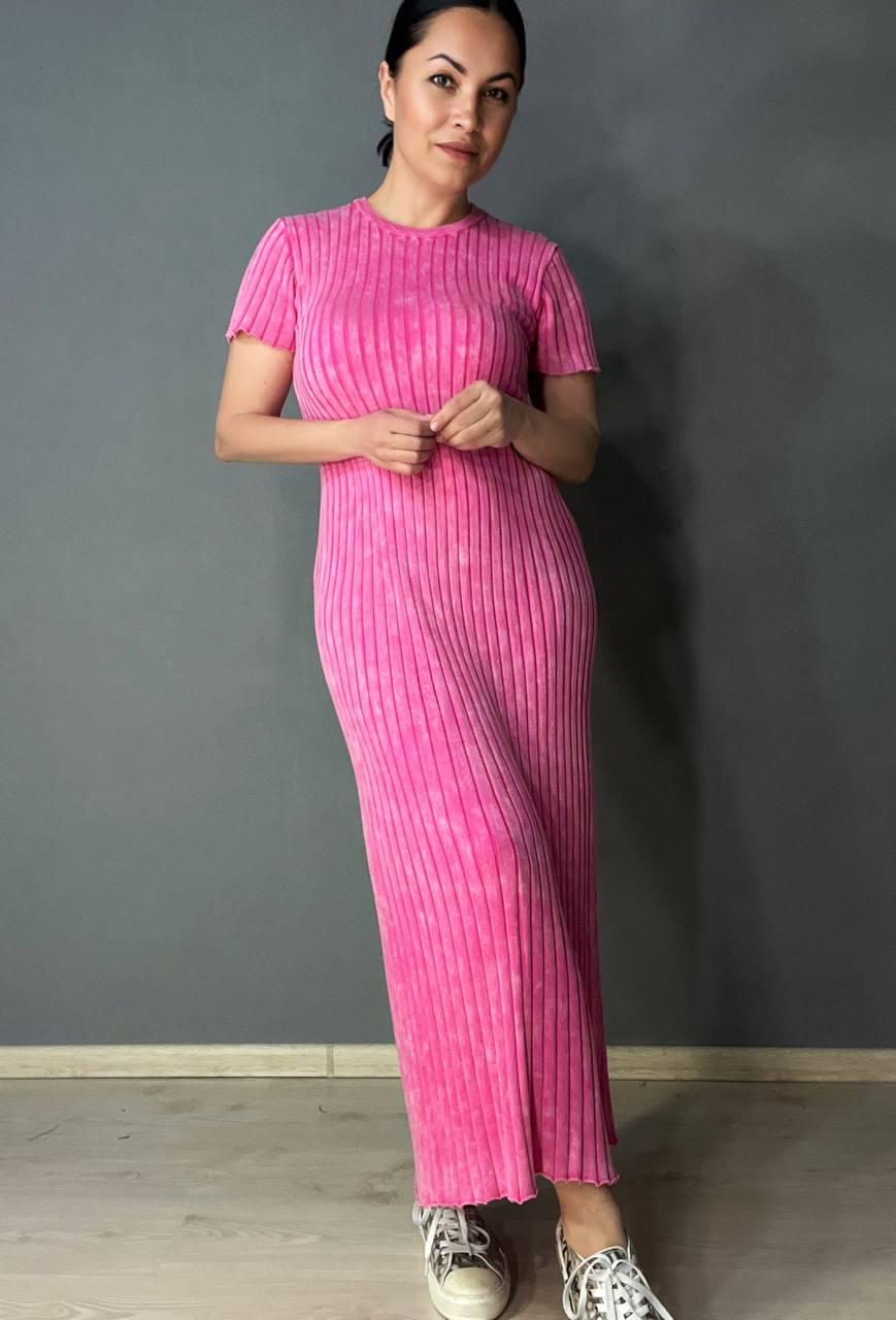 Платье женское Fashion 3042 длинная трапеция трикотажное в рубчик OS Розовый (26404735) - фото 6 Платье женское Fashion 3042 длинная трапеция трикотажное в рубчик OS Розовый (26404735) - фото 6