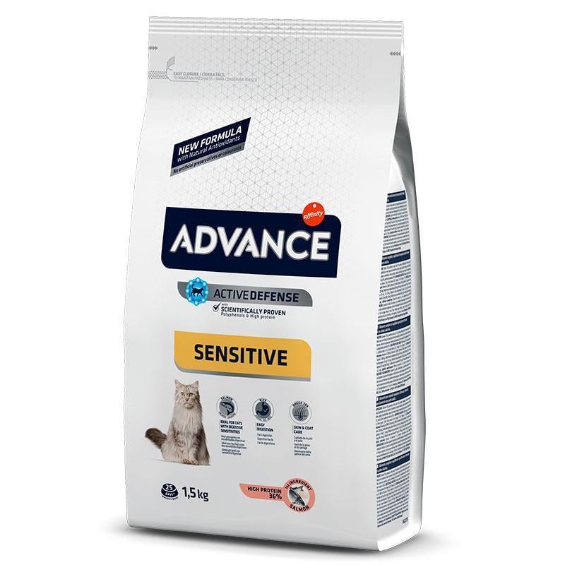 Корм сухий для котів із чутливим травленням Advance Cat Sensitive Salmon and Rice з лососем 1,5 кг (11236924) - фото 1