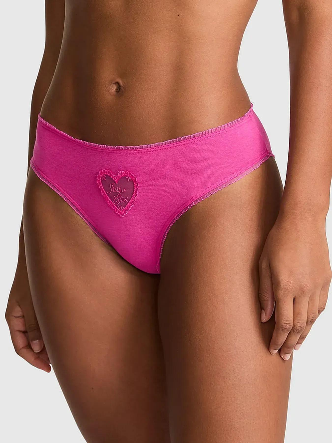 Трусики чики Victoria's Secret Pink Cotton Cheeky Panty Pink Fire M Розовый (27170394)