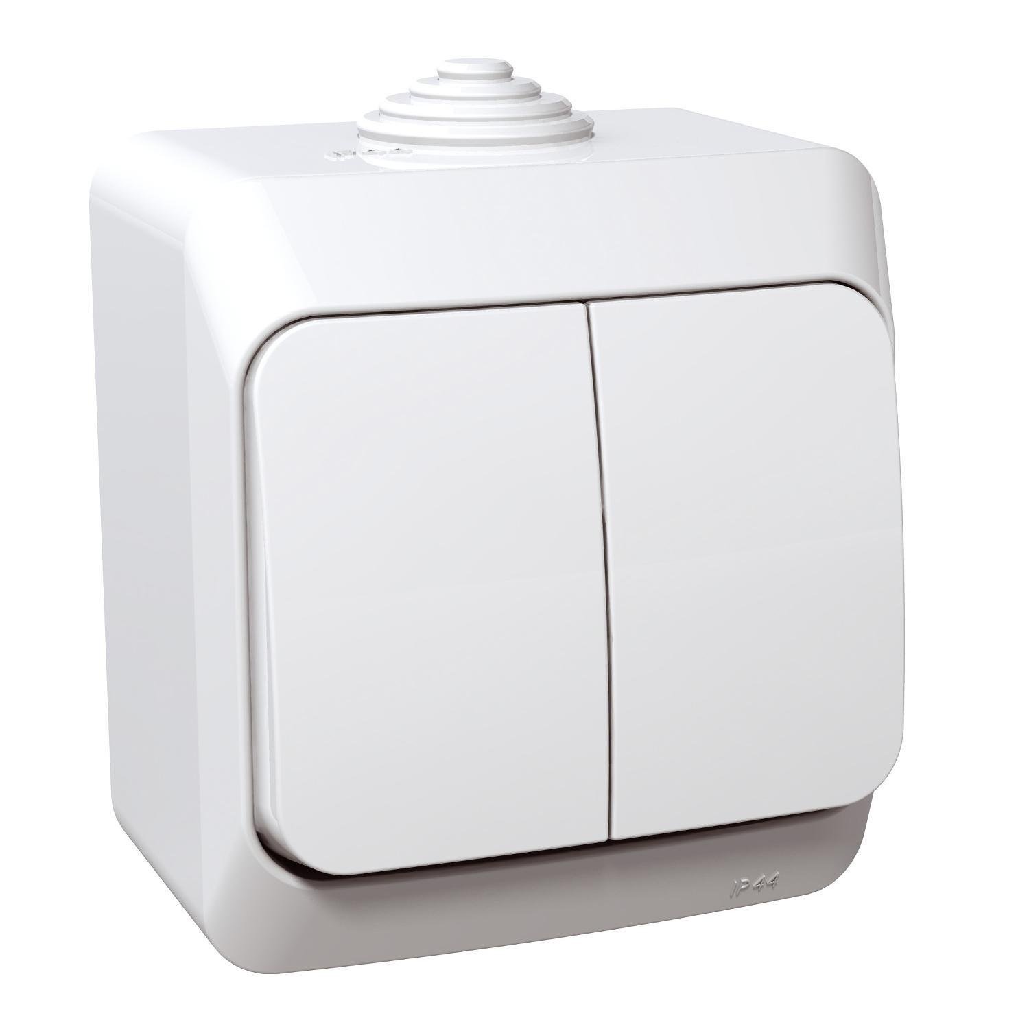 Вимикач двоклавішний Schneider Electric Cedar Plus зовнішній IP44 Білий (WDE000550) Вимикач двоклавішний Schneider Electric Cedar Plus зовнішній IP44 Білий (WDE000550)