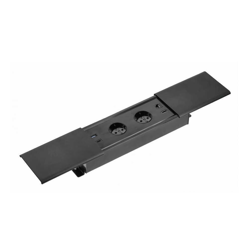 Подовжувач двомісний вбудований GTV PRESTINO Schuko USB A/C RJ45 HDMI 1,5 м Чорний (27848758)