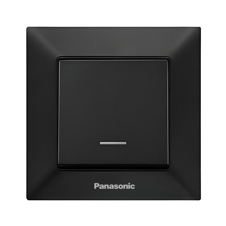 Выключатель одноклавишный Panasonic Arkedia Slim с подсветкой Черный (WNTC0002-2BL)