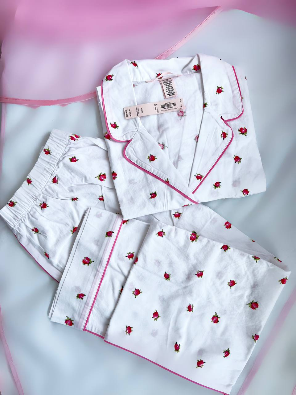 Піжама жіноча Victoria's Secret Cotton Long Pajama Set бавовняна XS Білий (20942360) - фото 5