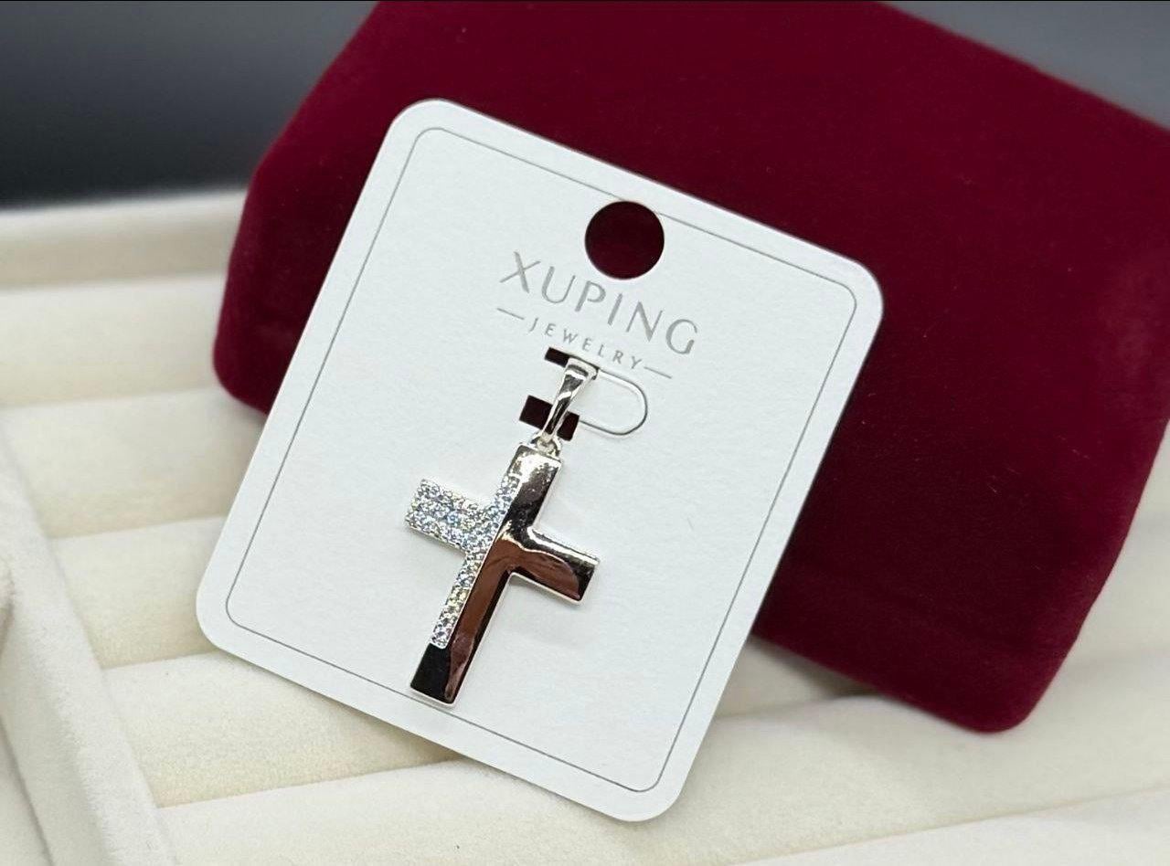 Кулон женский крестик Xuping из медицинского золота с декоративными вставками под белое золото (2911973190)