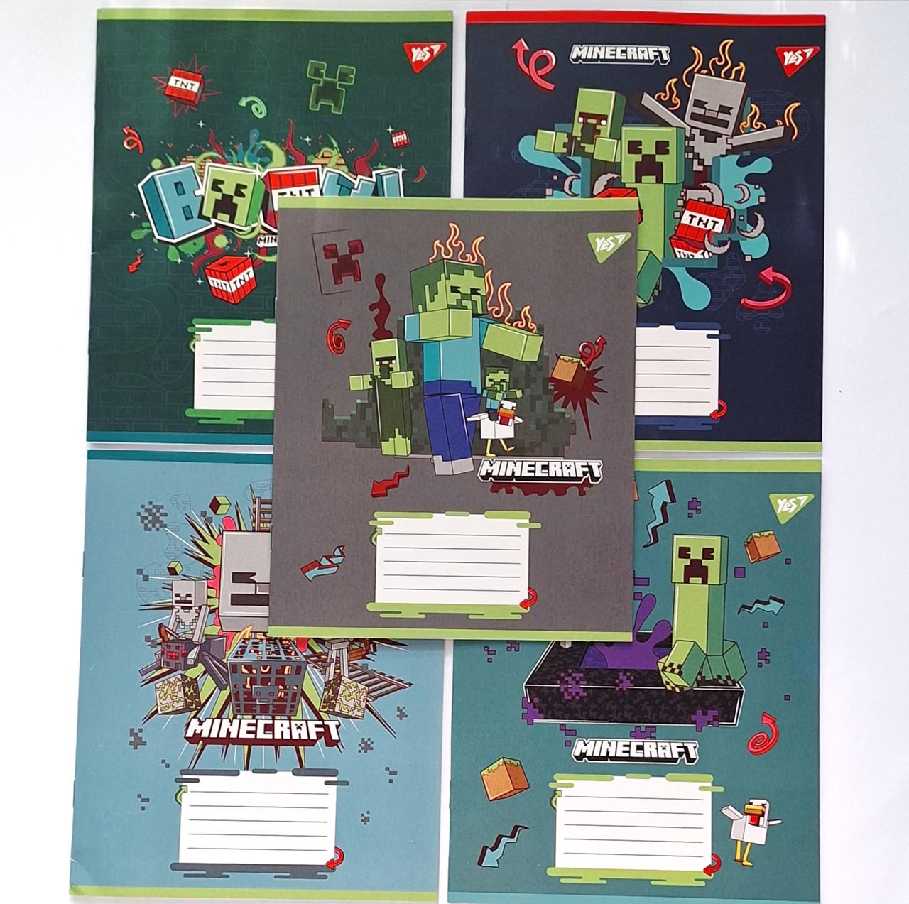 Комплект тетрадей школьный YES Minecraft Heroes для мальчика А5/12 косая линия 5 шт. (767578)