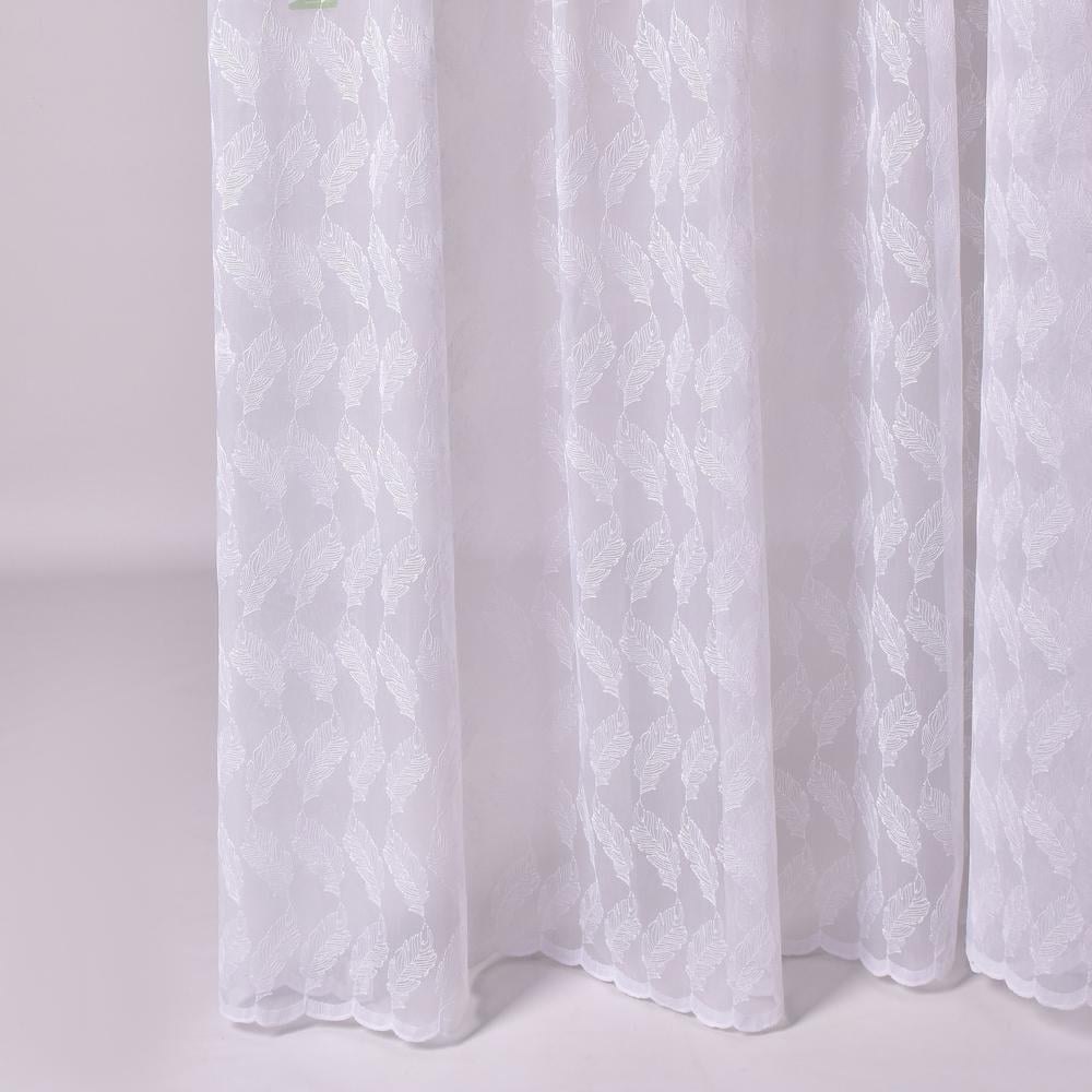 Ткань тюль сетка с вышивкой Листочек V-beyaz (25444)