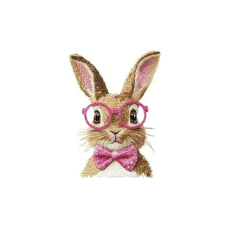 Термотрансферная наклейка-нашивка для одежды Кролик в очках L 1 шт. Розовый (2789190681)