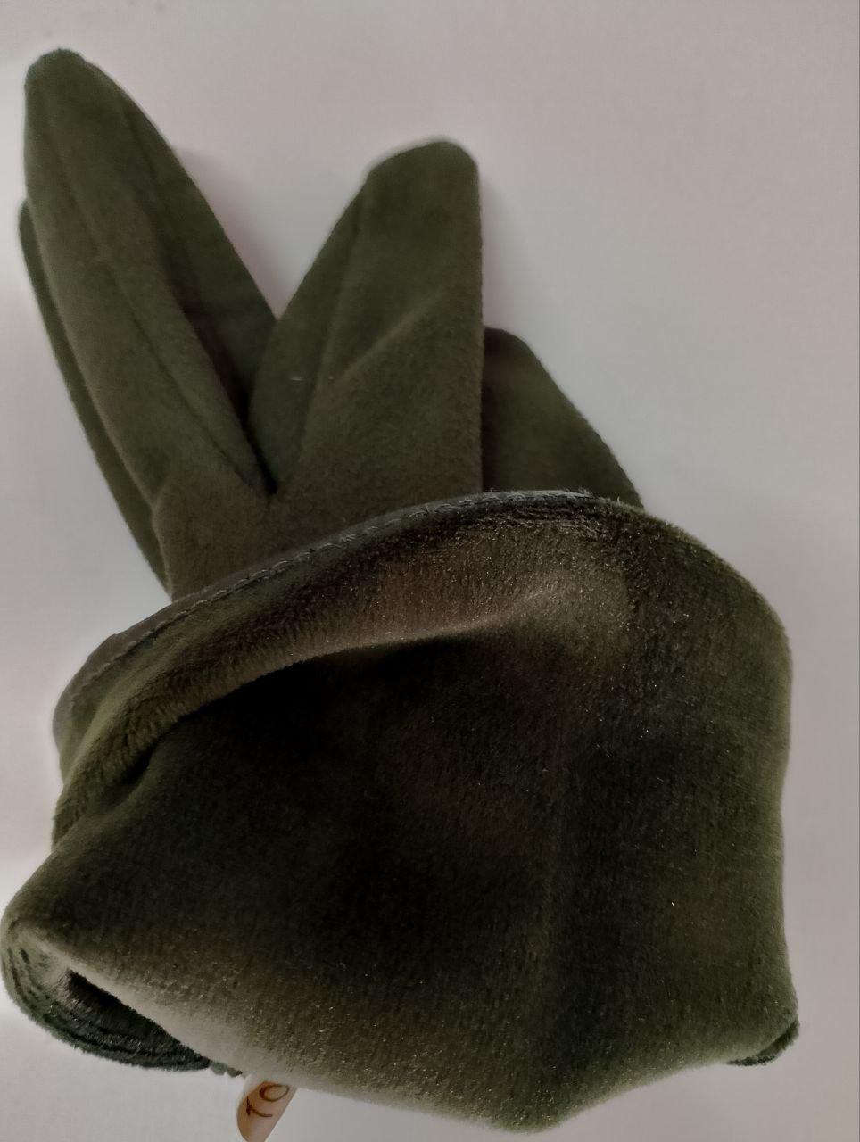 Рукавички сенсорні осінь-зима фліс L Хакі (43) - фото 7