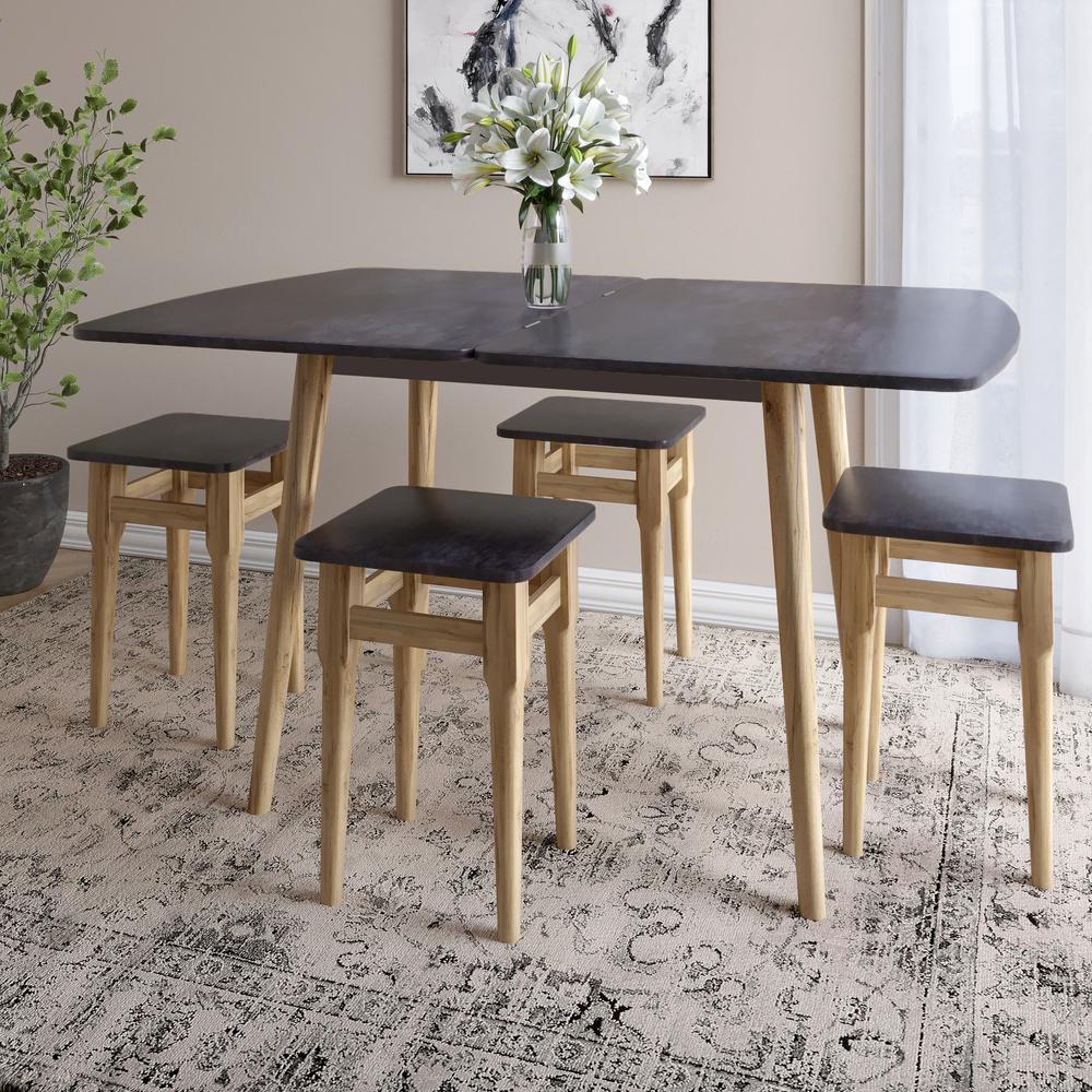 Обеденный стол Lion Майами-3 раскладной деревянный 90х60/90х120 см Бетон темный (000-000-2601)