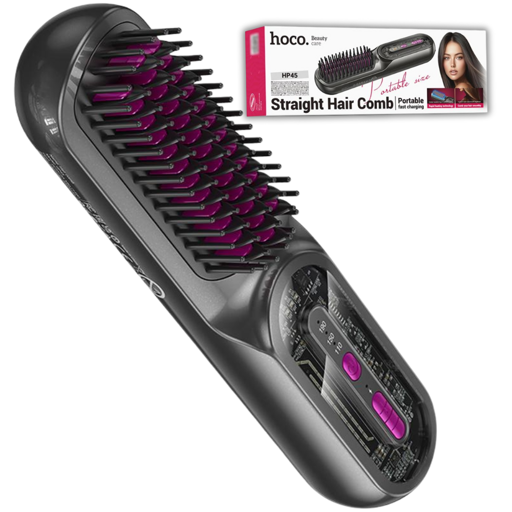 Щітка-випрямляч для волосся Hoco акумуляторна бездротова 3 режими температури (HP45)