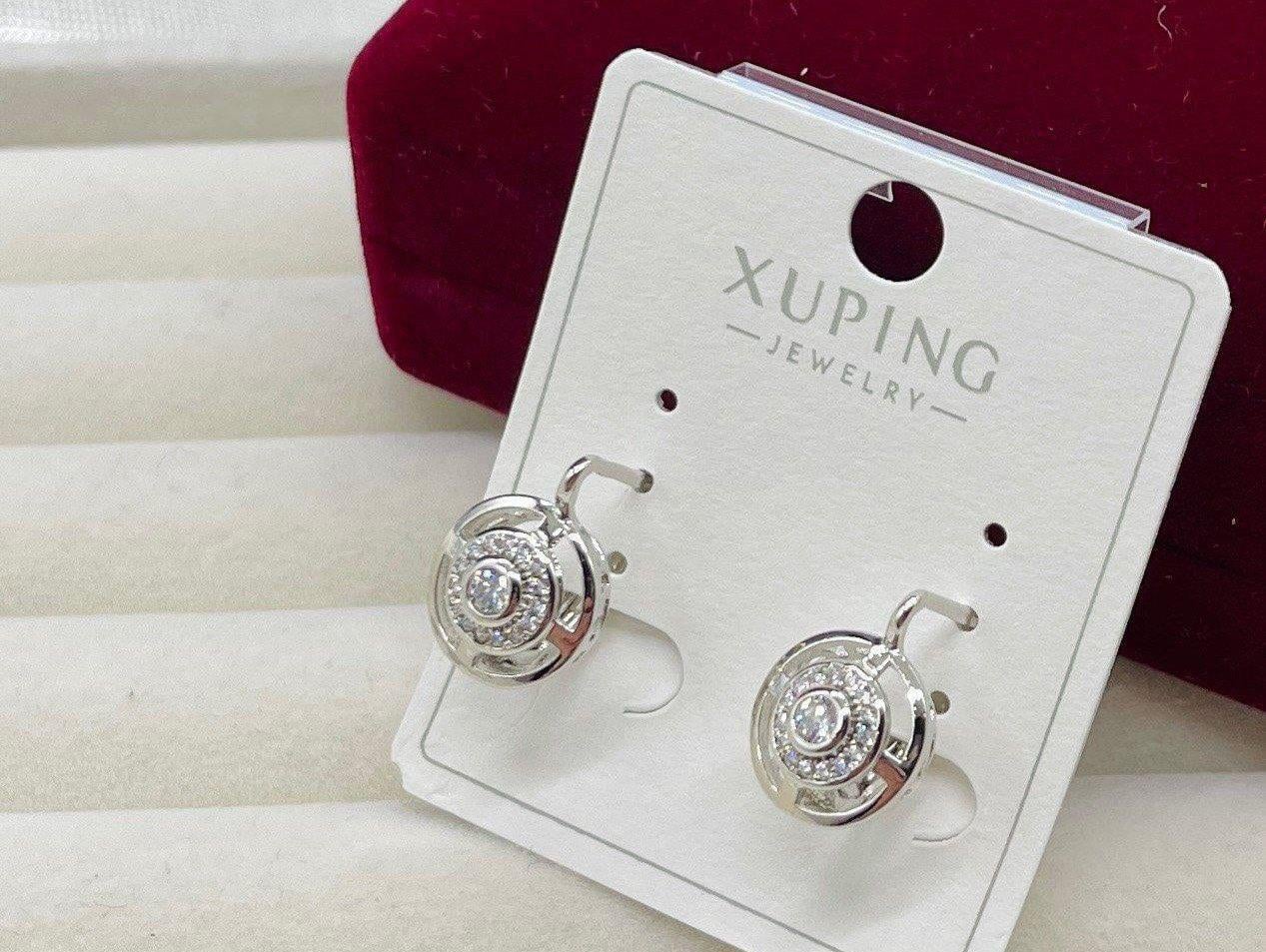 Сережки жіночі Xuping з камінцями медичне золото гіпоалергенні Срібний (2931637835)