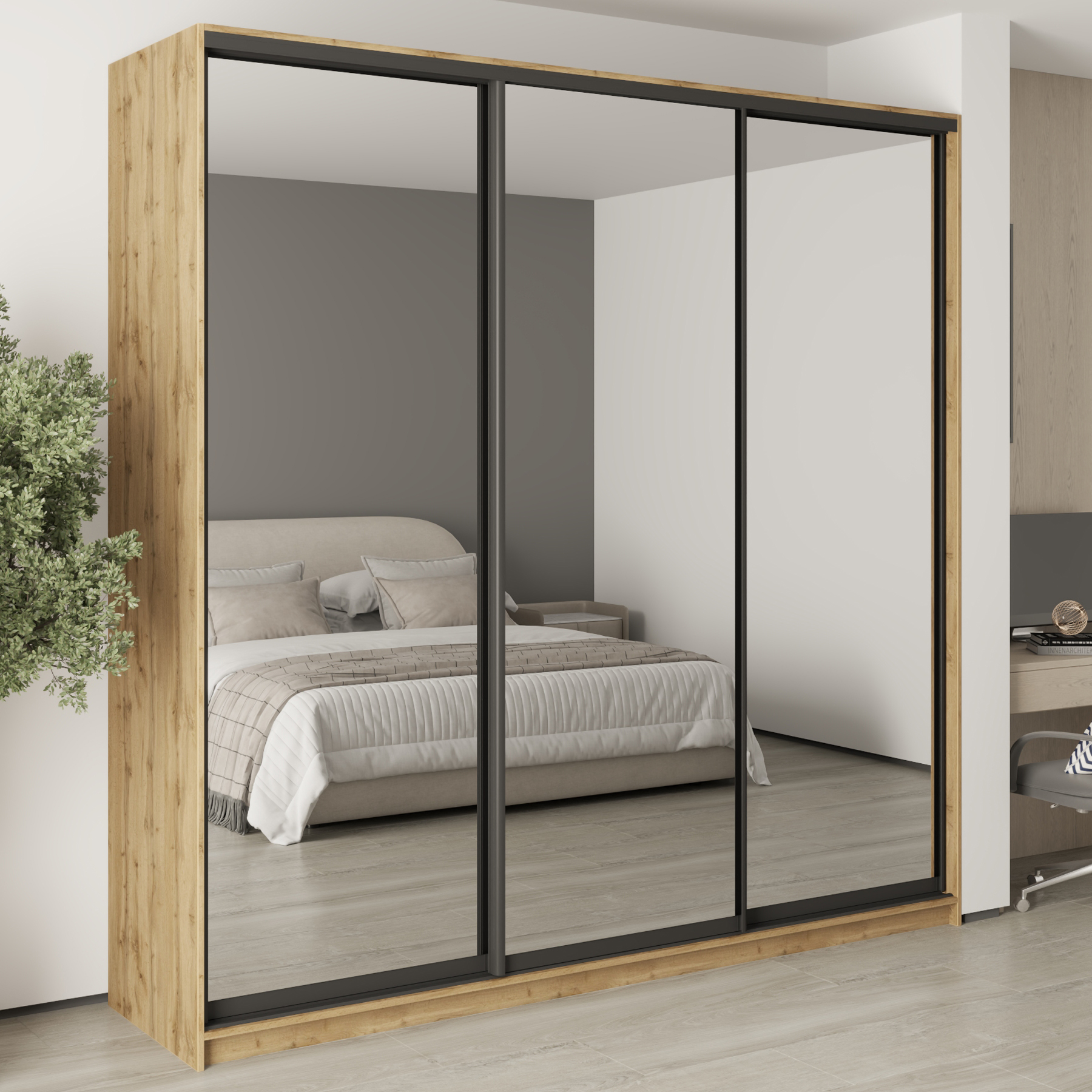 Шкаф-купе трехдверный Mebel Star Комбо BG MBS-9934 240х45х240 см Дуб тахо (1009923)