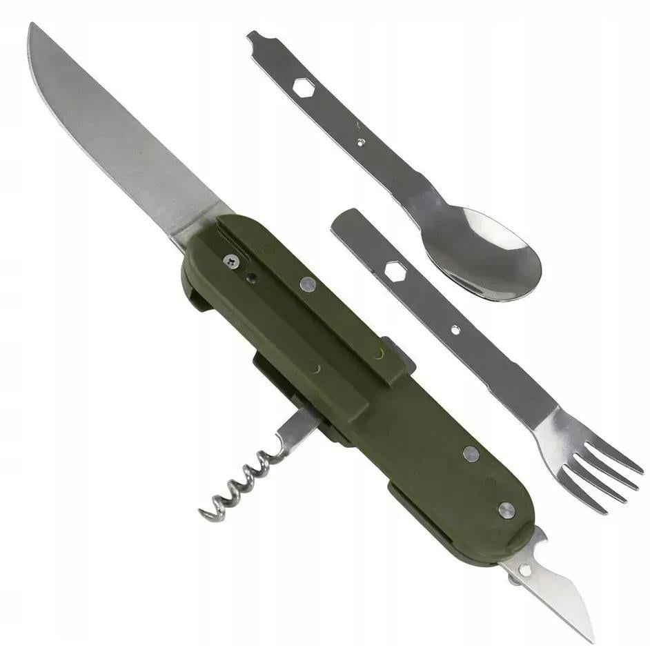 Набор туристических столовых приборов Traveler K607 7в1 14,2 см Зеленый (31330603)