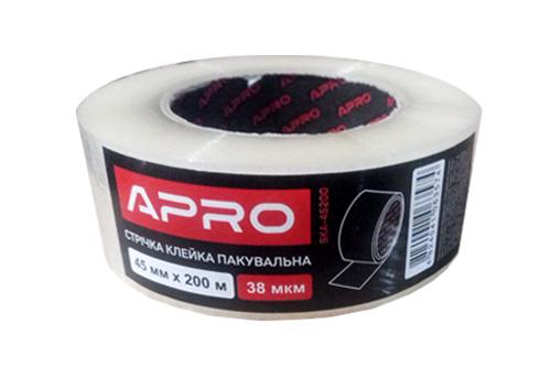Лента упаковочная клейкая APRO 45 мм 200 м Прозрачный