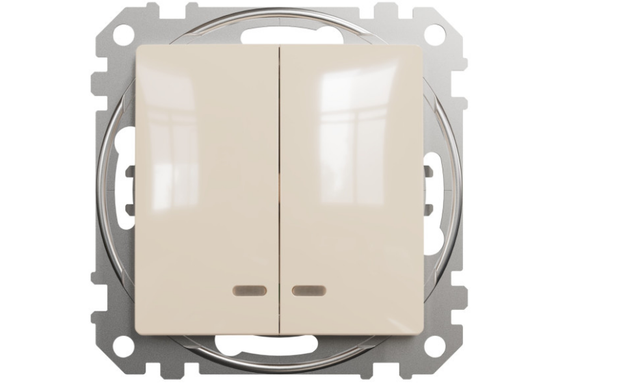Выключатель двойной с подсветкой Schneider Electric Sedna Design Бежевый (SDD112105L)