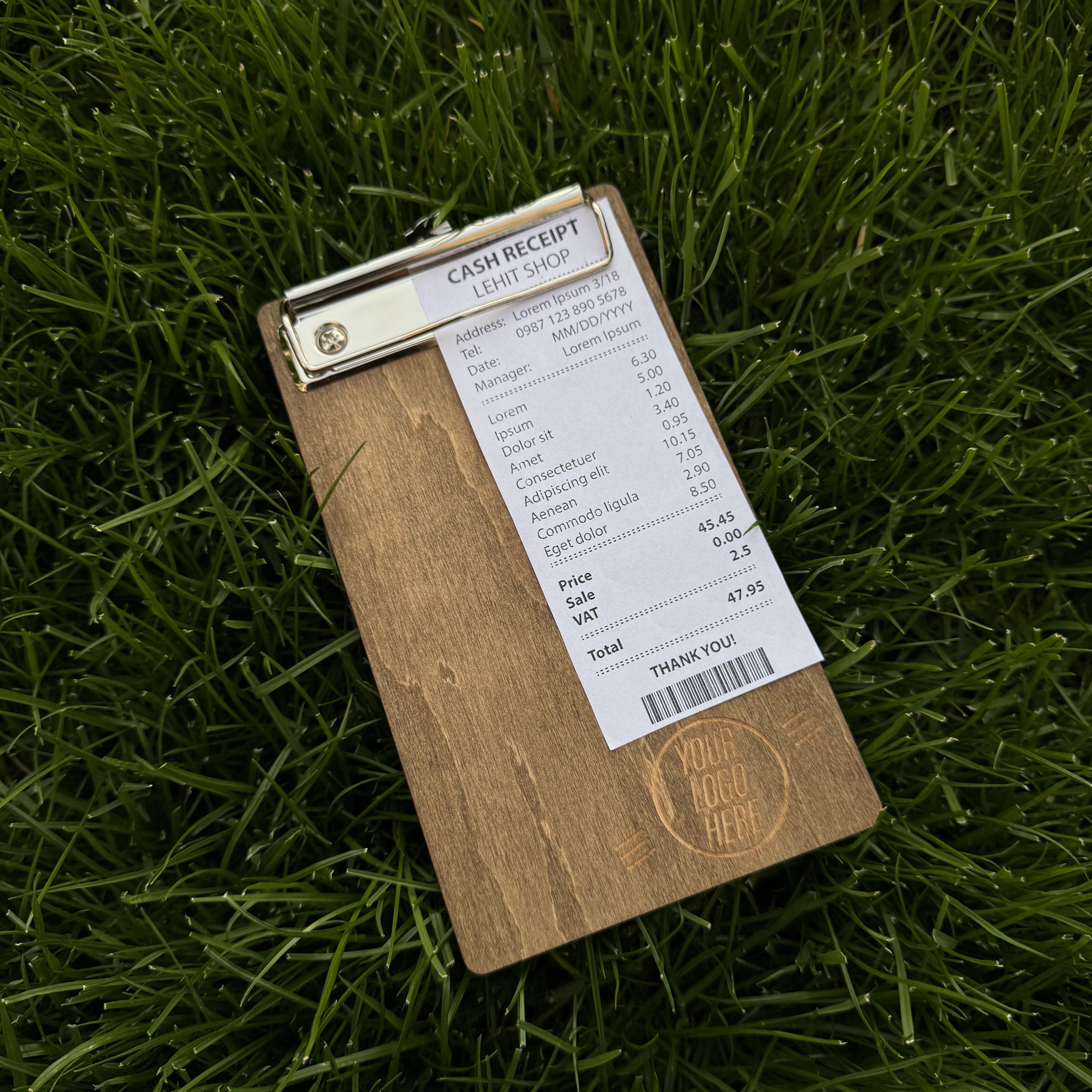 Чекбук з гравіюванням логотипу для кафе та ресторанів дерев'яний (001)