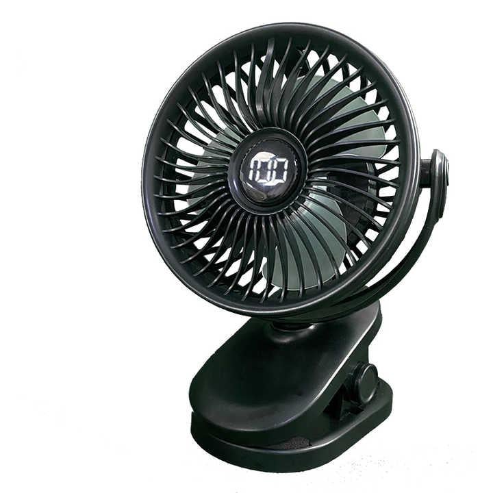 Вентилятор настільний Clip-On 2000 мАг таймер/LED-дисплей Чорний (616431)