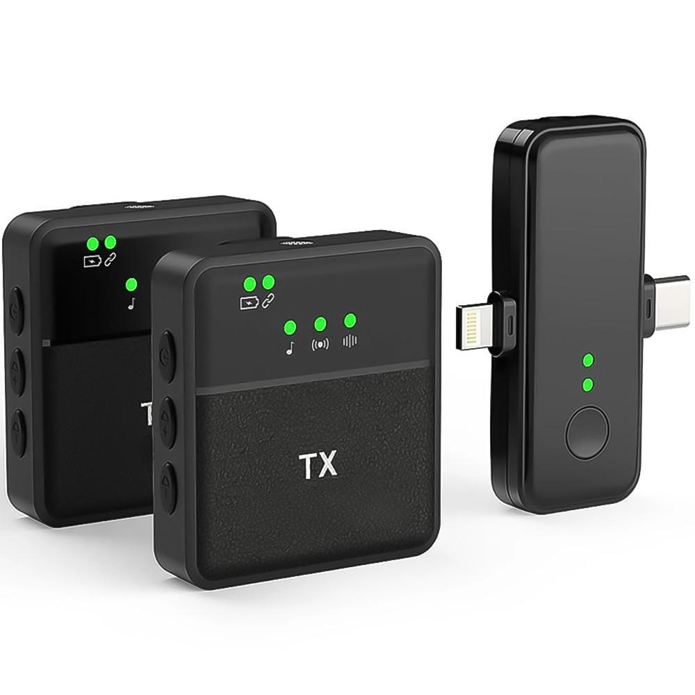 Радиомикрофон двойной петличный Savetek P37-2 с Lightning и Type-C разъемами для iPhone/Android