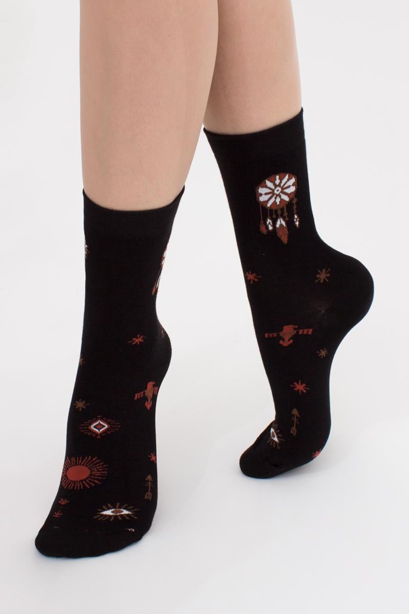 Шкарпетки жіночі бавовняні Giulia WS3 BOHO Ловець снів 004 р. 36-40 Black (4823116901056)
