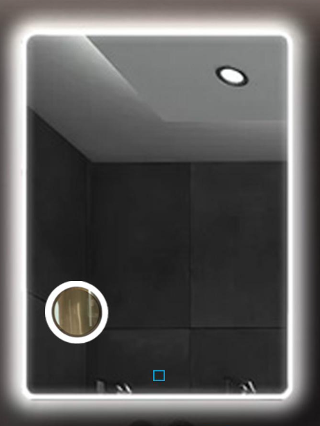 Зеркало для ванной комнаты с подсветкой LED Mirror Антигуа с линзой и сенсорным управлением 80х120 см