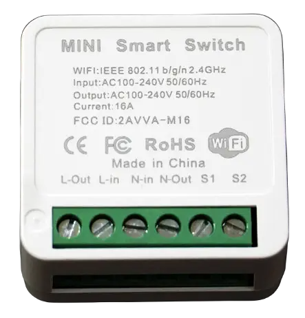 Вмикач розумний бездротовий Rias M-16 Wi-Fi 220 V 16 A 3520 W White (3_01781)