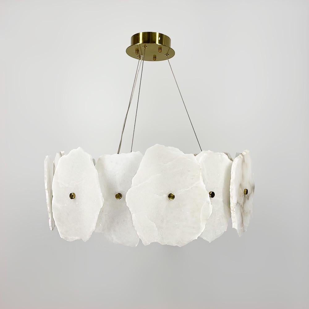 Люстра подвесная кольцевая с мраморными пластинами Латунь (A 52G-600 AB)