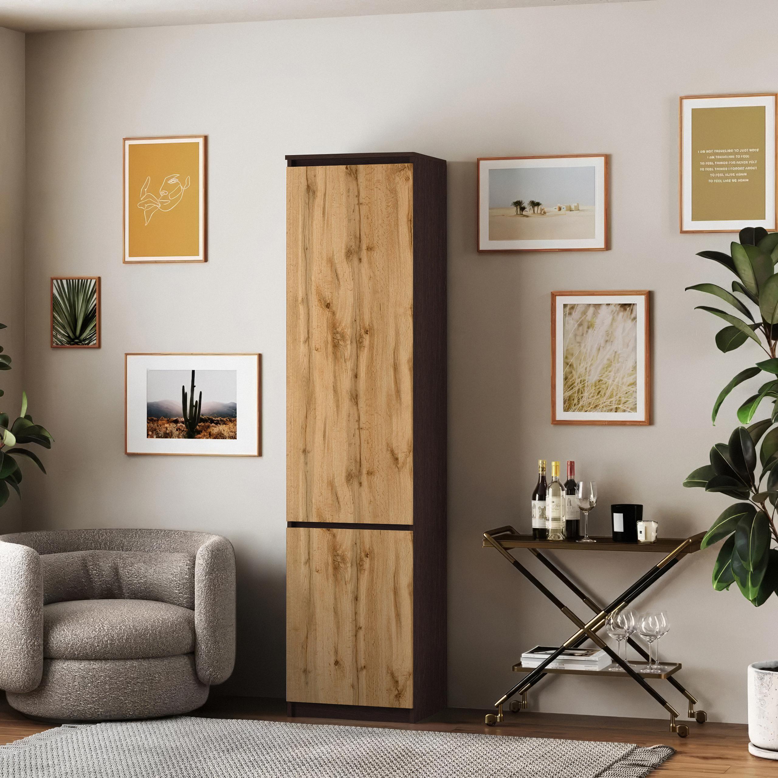 Шафа-пенал зі штангою T-218 500х498х2117 мм Венге Магія/Дуб Аппалачі - фото 1 Шафа-пенал зі штангою T-218 500х498х2117 мм Венге Магія/Дуб Аппалачі - фото 1