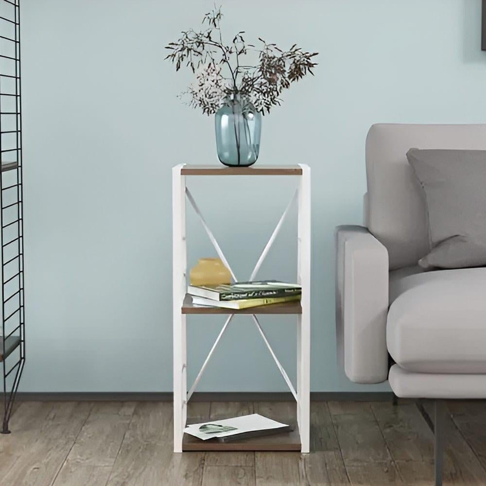 Этажерка Ferrum-decor Коннект 3/34 ДСП 16 мм 73x34x28 см Белый/Дуб Сонома Трюфель (FRD-104299)