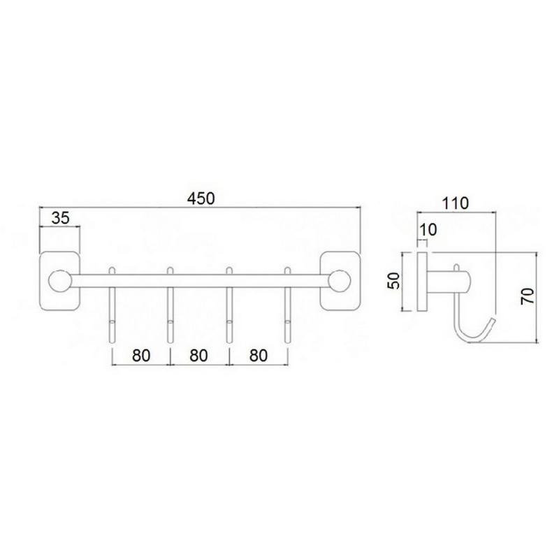 Планка з гачками Qtap Liberty ANT 1154-4 Бронзовий - фото 2