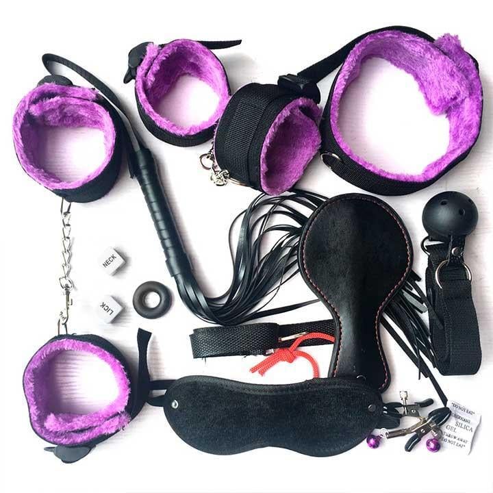 Комплект для BDSM игр 10 предметов One Size Фиолетовый (K0039-4)