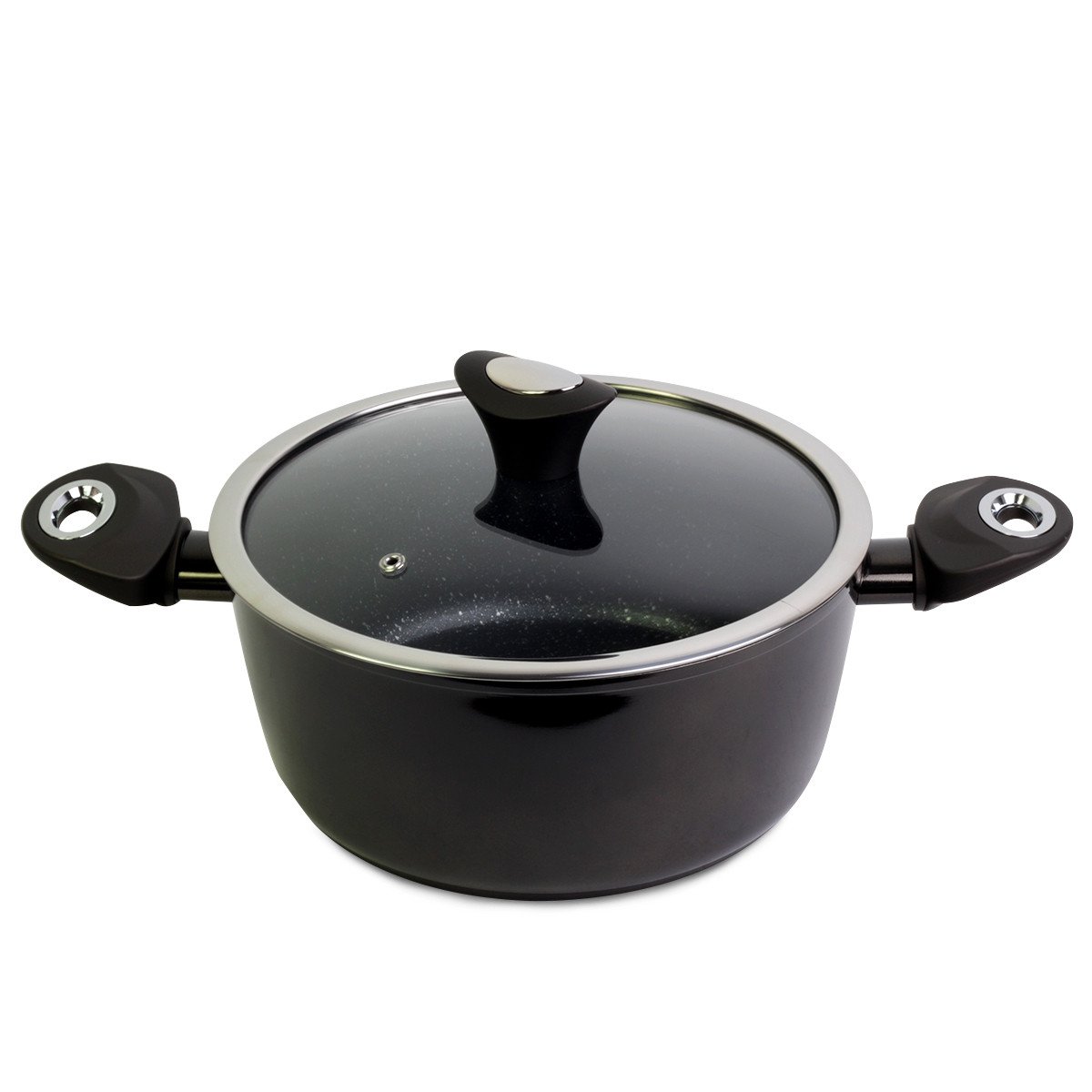 Кастрюля с крышкой Kamille 4 л с антипригарным покрытием Black marble (KM-4108)