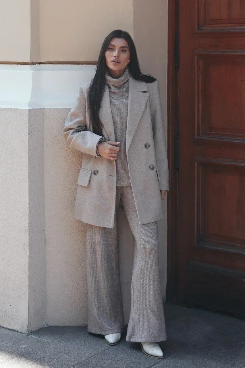 Пальто двухбортное Seventeen XXL-3XL Бежевый - фото 9