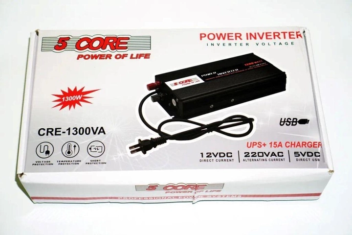 Автомобільний інвертор 5 Core AC/DC UPS 1300W 12V на 220V з зарядкою - фото 2