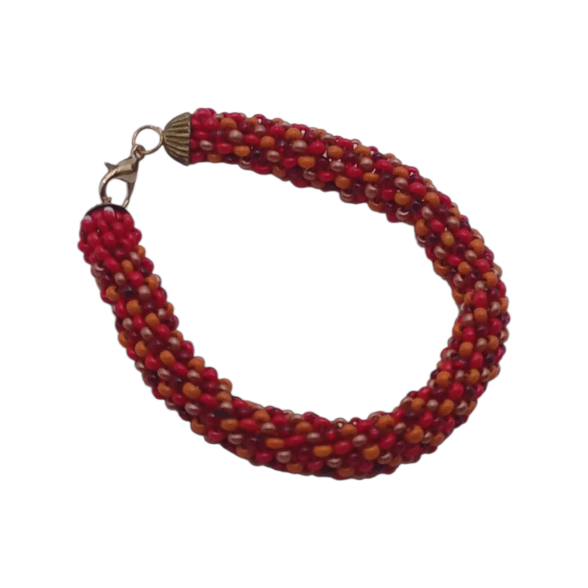 Браслет из бисера ручная работа 16 см Оранжевый с красным Браслет из бисера ручная работа 16 см Оранжевый с красным