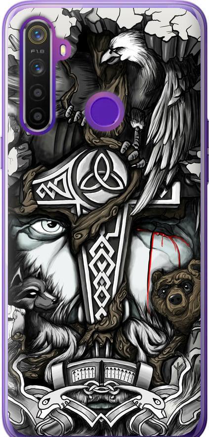 Чехол на Realme 5 Тату Викинг (4098u-1862-42517)