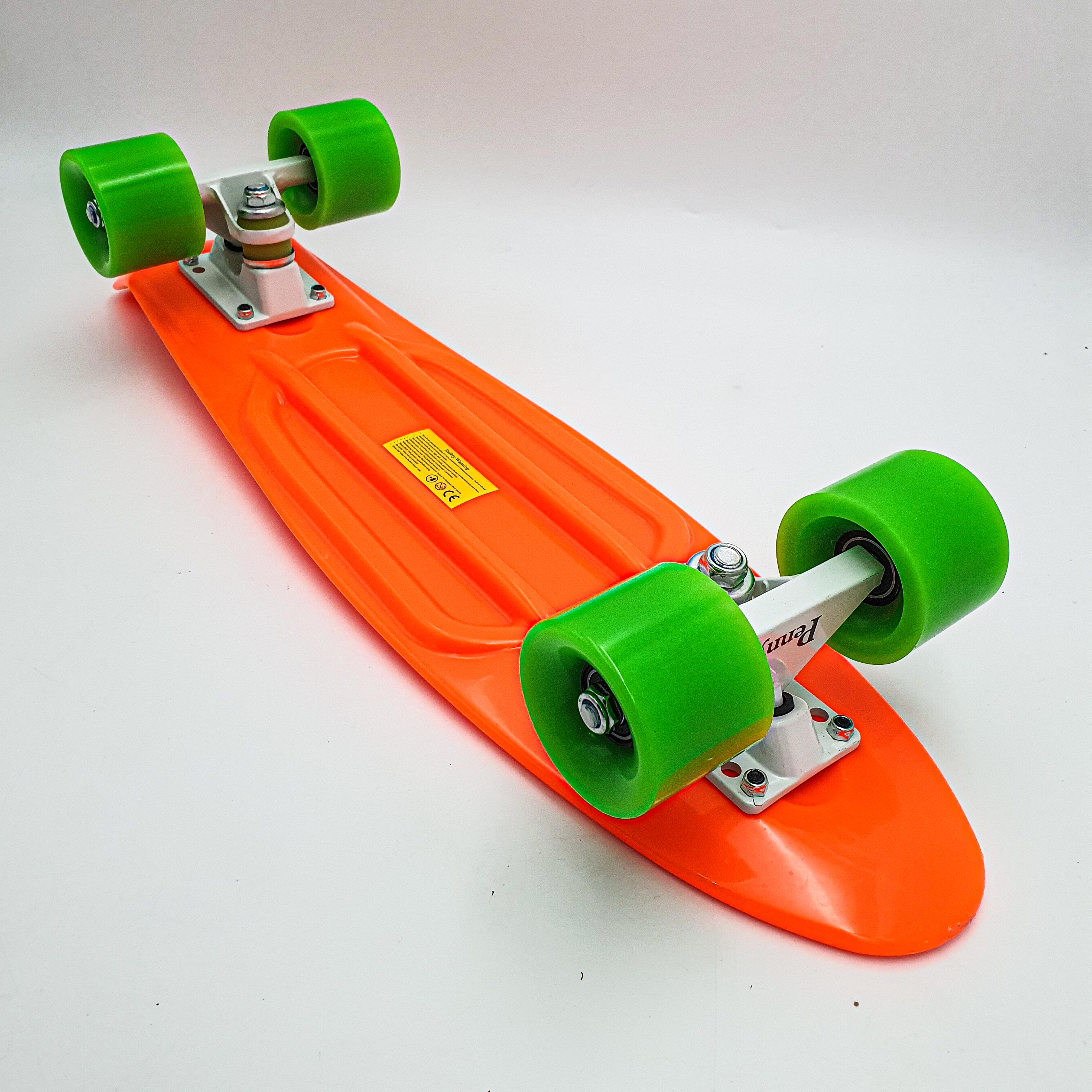 Пенни борд скейт 55х15см до 80кг ABEC 7 матовые колеса скейтборд Penny Board Pastel Series оранжевый - фото 4