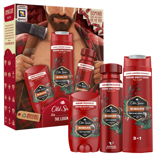 Подарунковий набір Old Spice Bearglove дезодорант 50 мл/гель для душа 250 мл/дезодорант 150 мл (8700216571326)