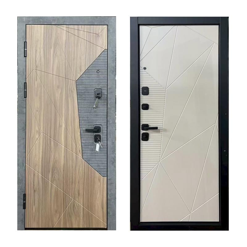 Дверь входная левая TD MM8012 2050х860 мм Орех коньяк/Бетон/Белый (33514876)