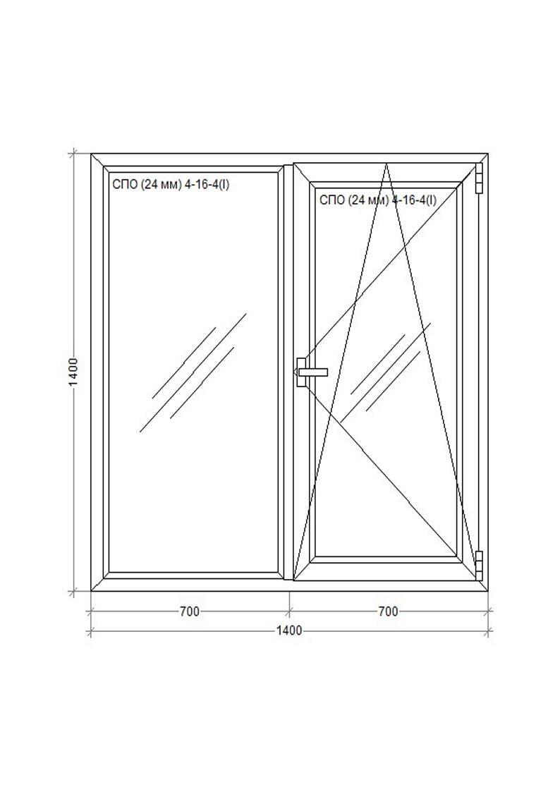 Вікно металопластикове WDS 5S поворотно-відкидне 1400х1400 мм - фото 3