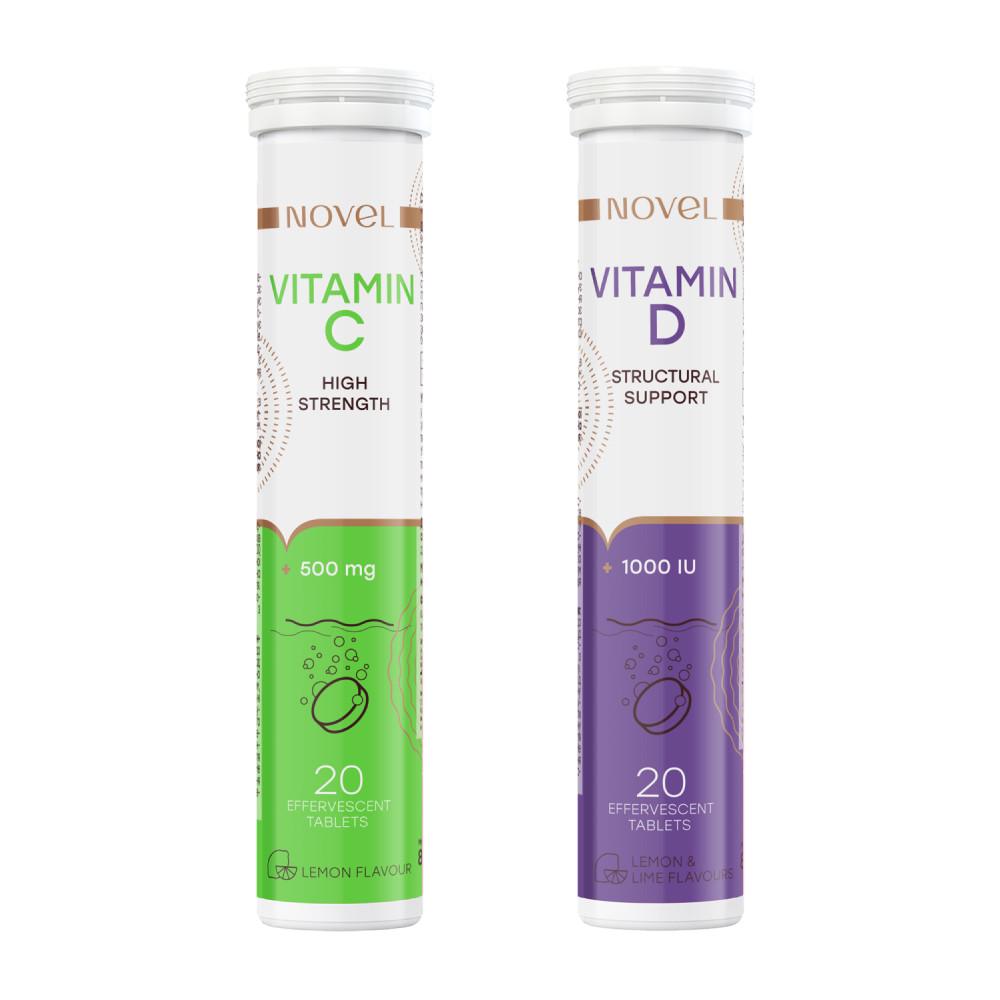 Витамины шипучие NOVEL Vitamin C №20 + Vitamin D 1000 MO №20 (CO003914)